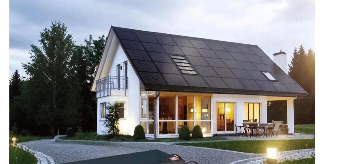 Solar panel system installed on a residential roof